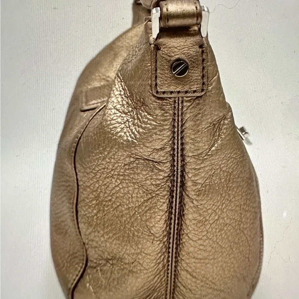 MICHAEL Michael Kors Metallic Gold Leather Hobo with Silver-Tone Hardware in GUC